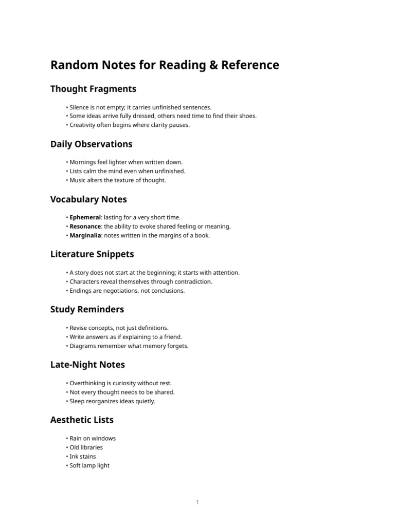 Random Notes Collection | PDF