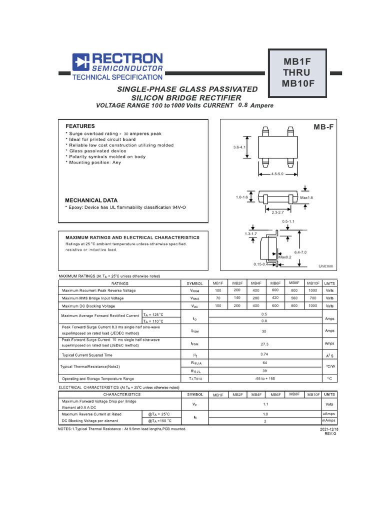 MB Series Diode Specifications and Ratings | PDF | Manufactured Goods ...