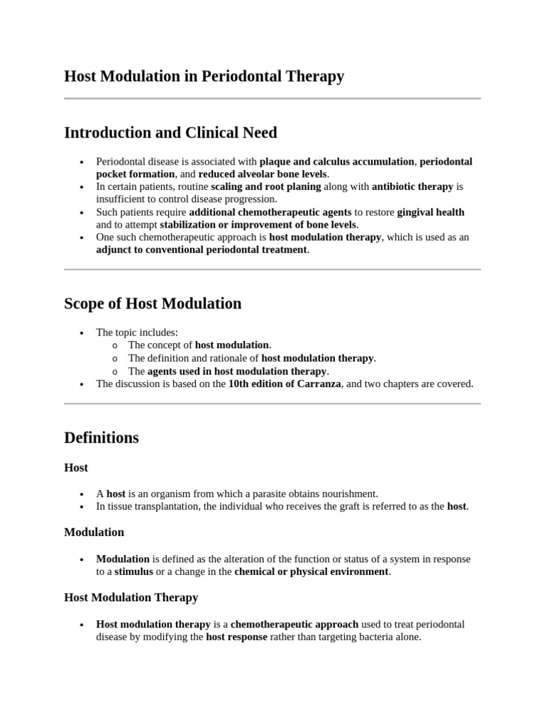Host Modulation in Periodontal Therapy | PDF | Periodontology ...