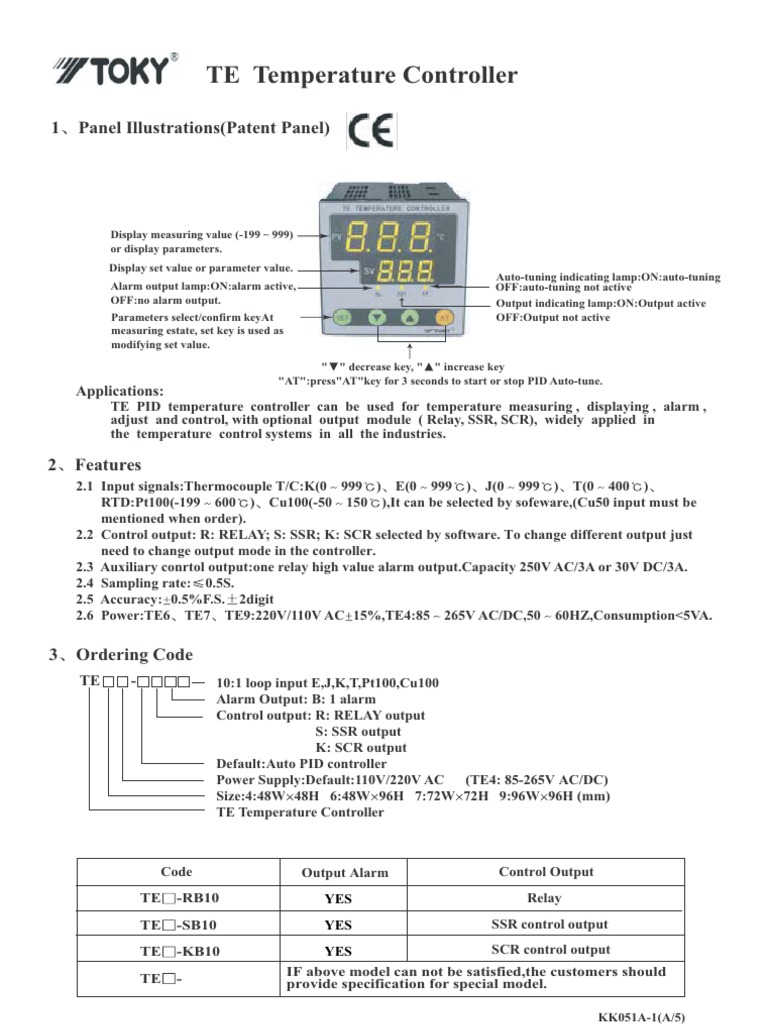 Temperature Controller Manual Guide | PDF | Relay | Electronics