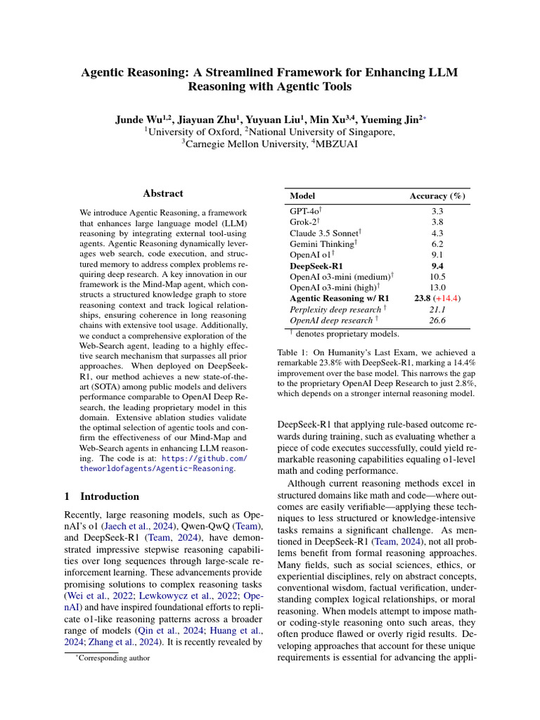 Agentic Reasoning A Streamlined Framework For Enhancing LLM | PDF ...