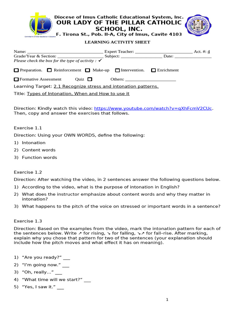 Understanding Intonation Patterns in English | PDF