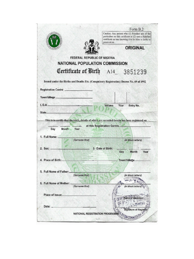 Birth Cert Sample | PDF