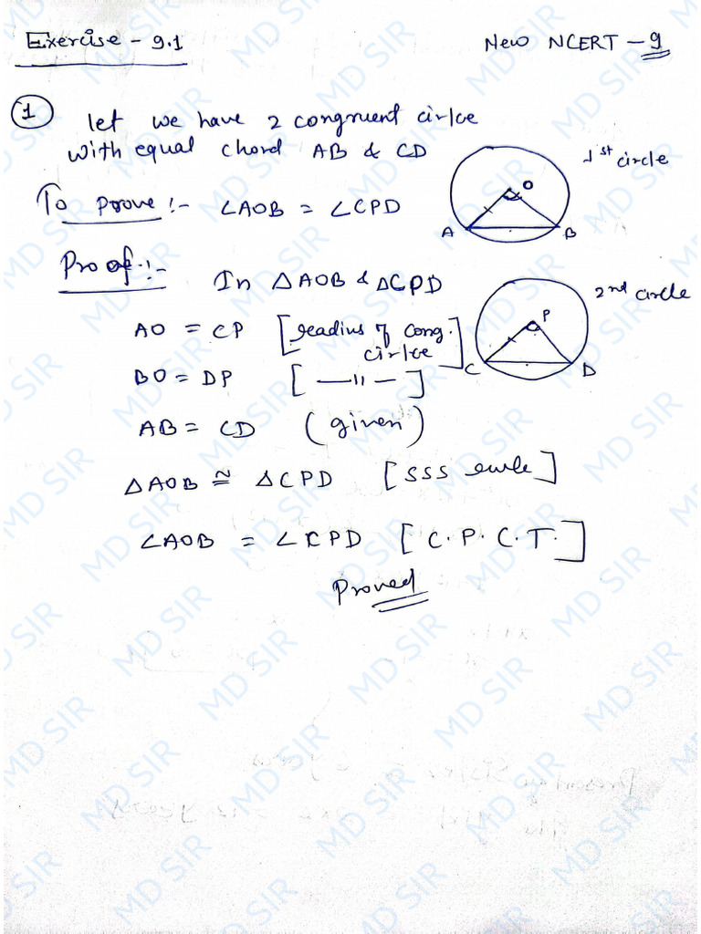 Class 9 - New Ncert - Circles - Notes by MD Sir | PDF