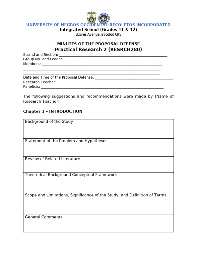 Proposal Defense Minutes for Research 2 | PDF