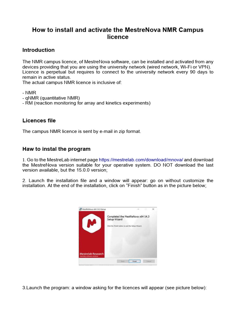Install MestreNova NMR Campus License | PDF