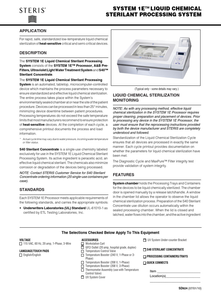 SYSTEM 1E Liquid Chemical Sterilant Guide | PDF | Sterilization ...