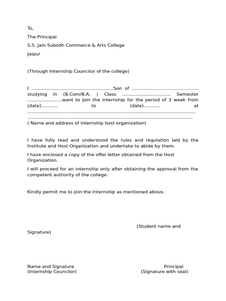 Internship Application Form Template | PDF