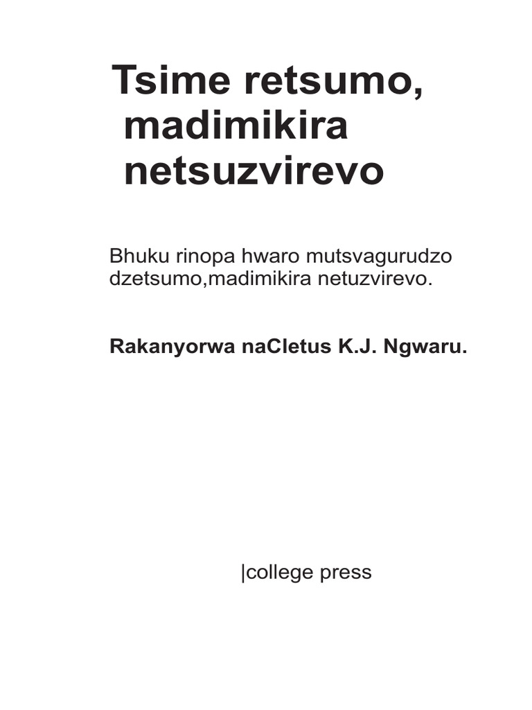 Tsumo, Madimikira, neTuzvirevo muChiShona | PDF