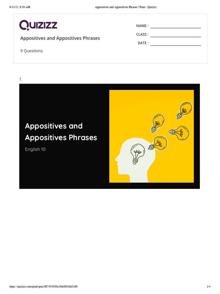 Appositives and Appositives Phrases | PDF | Pronoun | Syntax