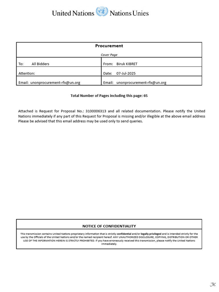 UN RFP 3100006313: Freight Services | PDF | Request For Proposal