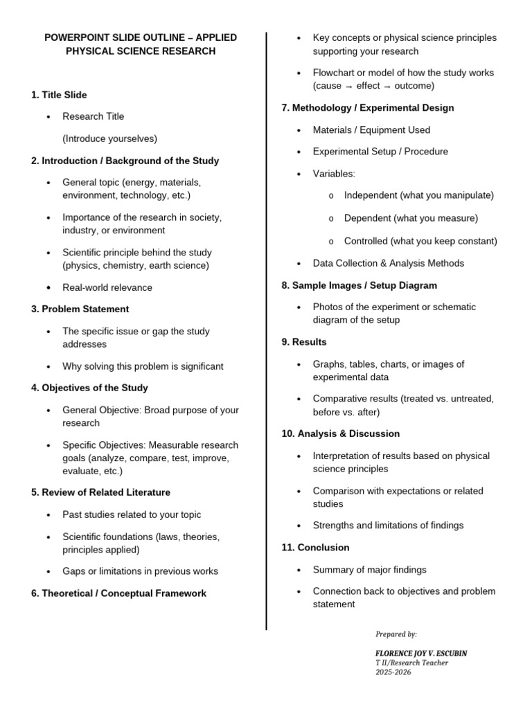 Applied Physical Science Research Outline | PDF | Science | Experiment
