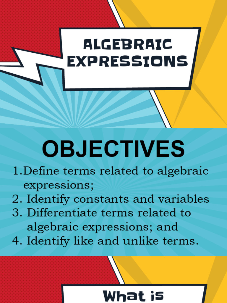 Understanding Variables and Constants, and Simplifying Algebraic ...