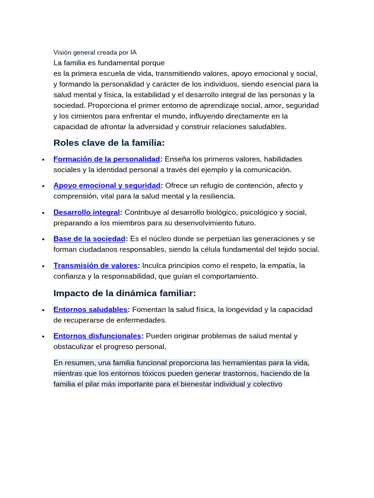 Importancia de la familia en el bienestar | PDF