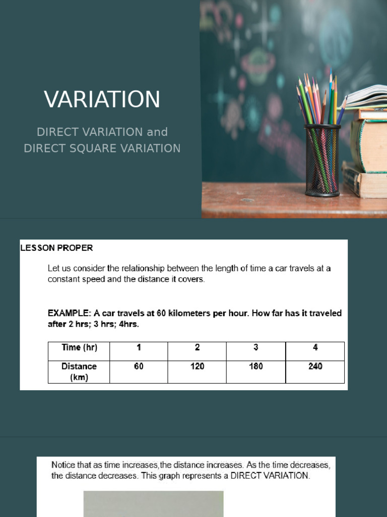 Direct Variation For Students | PDF