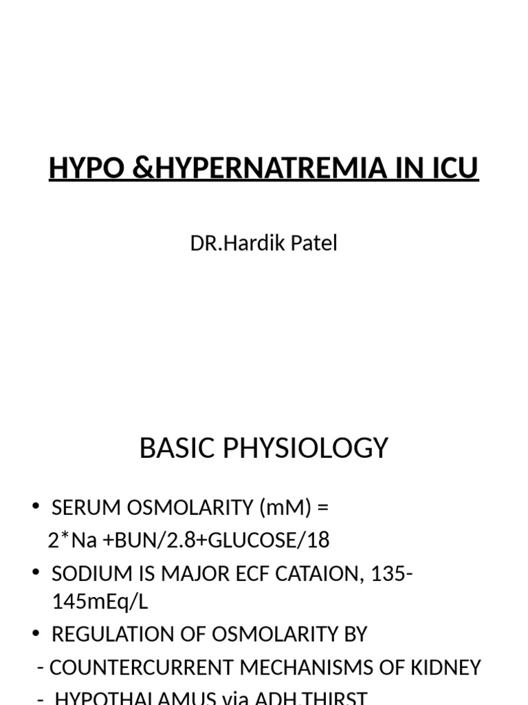 ICU Management of Hyponatremia and Hypernatremia | PDF | Diseases And ...