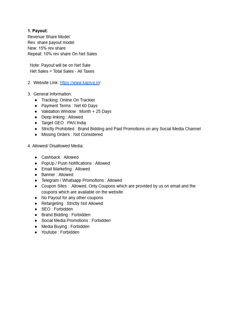 Kapiva Revenue Share Model Details | PDF