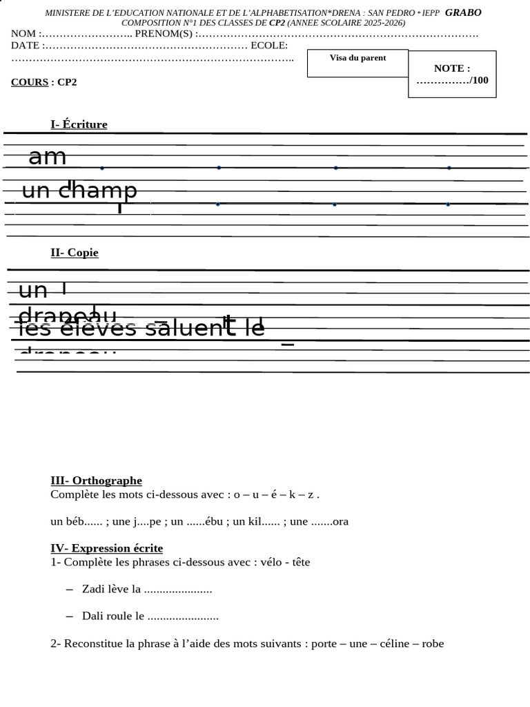 Activités pédagogiques CP2 : Écriture et Mathématiques | PDF