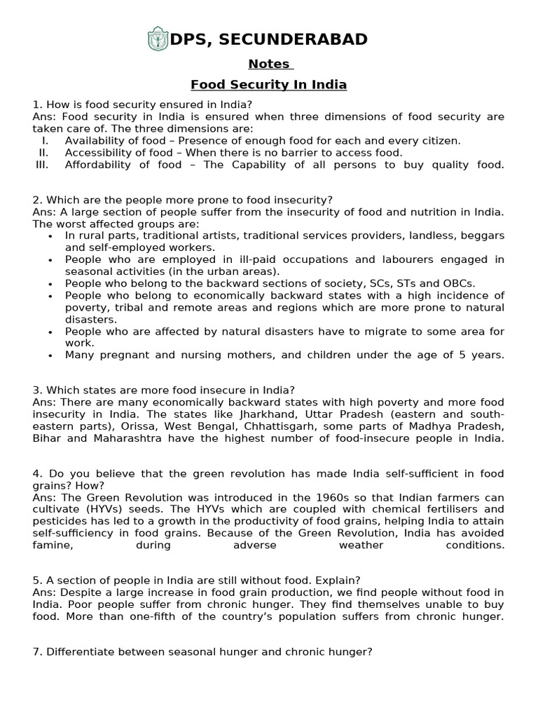 Food Security Challenges in India | PDF | Famine | Cereals