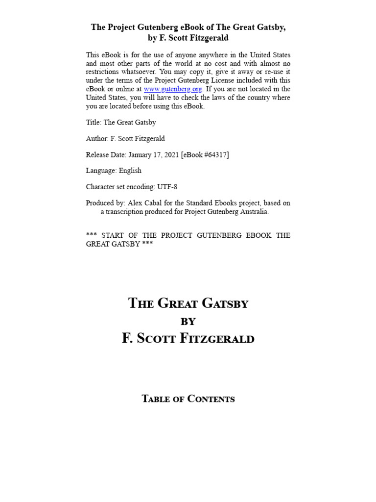 The Great Gatsby eBook by F. Scott Fitzgerald | PDF | The Great Gatsby ...