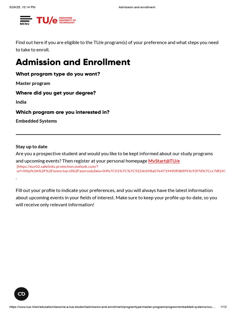 TU/e Master's Program Enrollment Guide | PDF | University And College ...