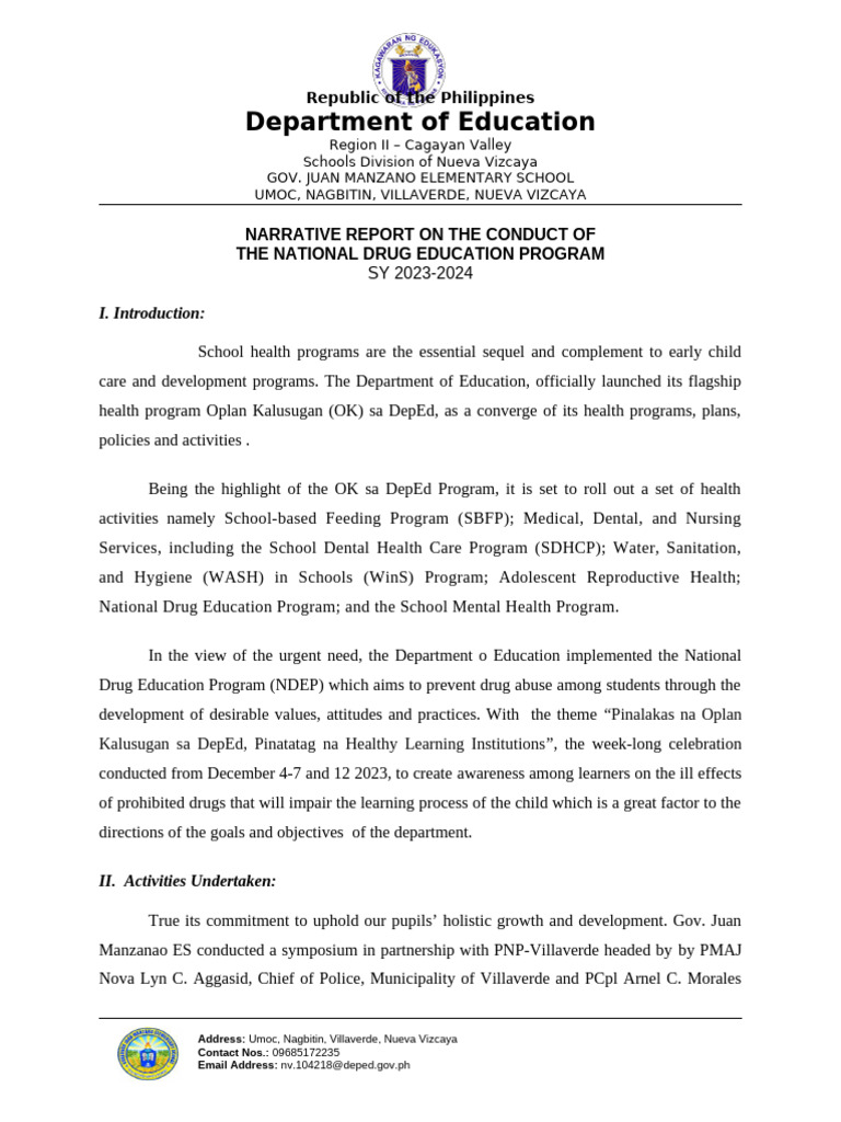 National Drug Education Program Report | PDF