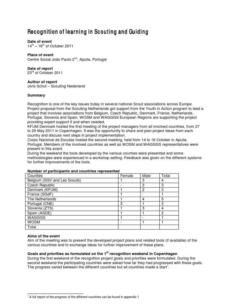 Learning Recognition in Scouting 2011 | PDF | Scouting | Netherlands