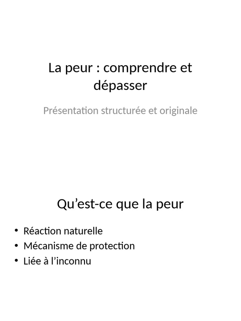 Comprendre et surmonter la peur | PDF