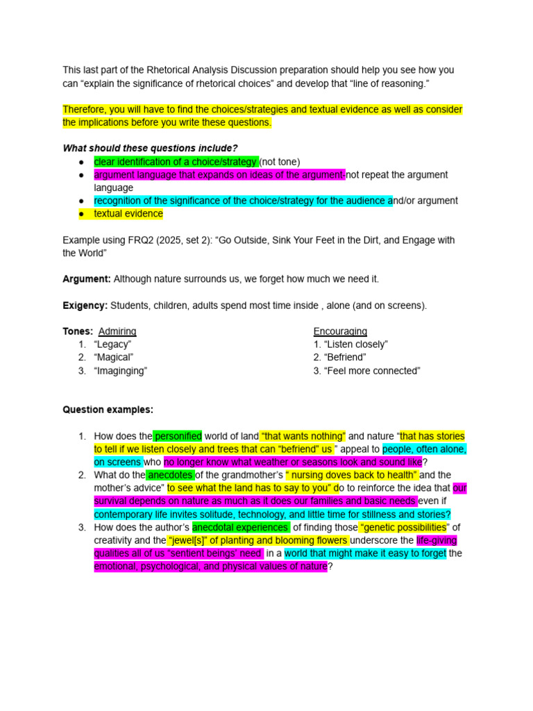 Rhetorical Analysis Question Guide | PDF