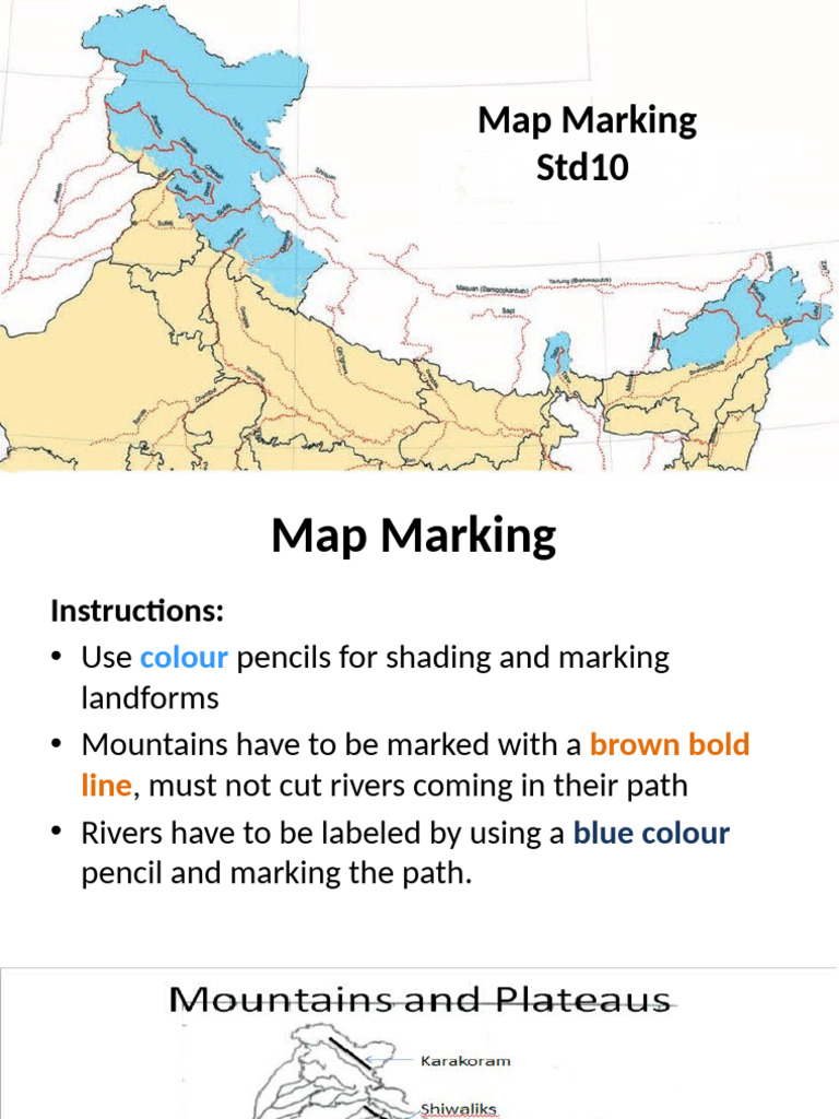 Map Marking Guide for Indian Geography | PDF | Physical Geography ...