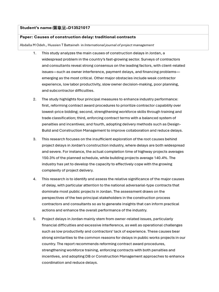 Group7_D13521017_R3 | PDF | Construction Management | Workforce ...