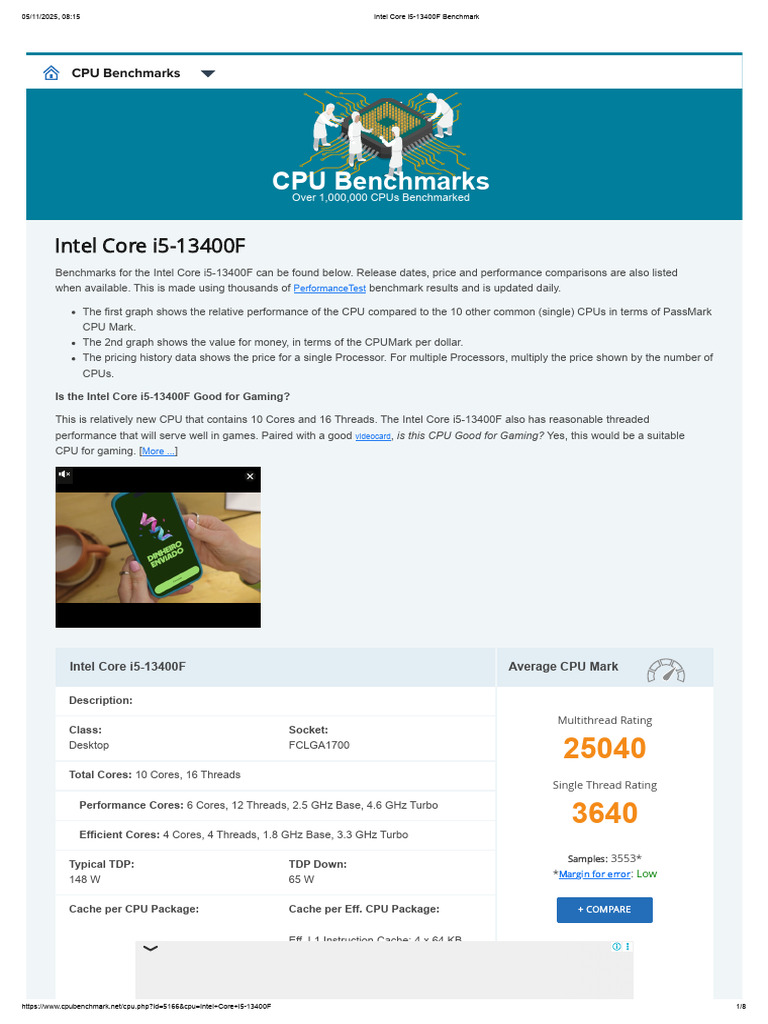 Intel Core i5-13400F Benchmark Results | PDF | Central Processing Unit ...