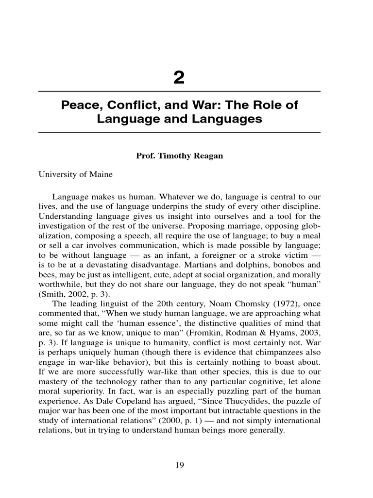 Language's Impact on Peace and Conflict | PDF | Linguistics | Human ...