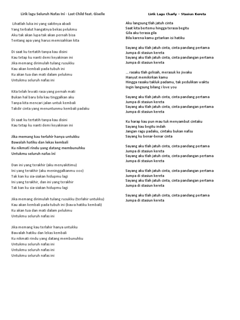 Lirik Lagu Seluruh Nafas Ini PDF Seni