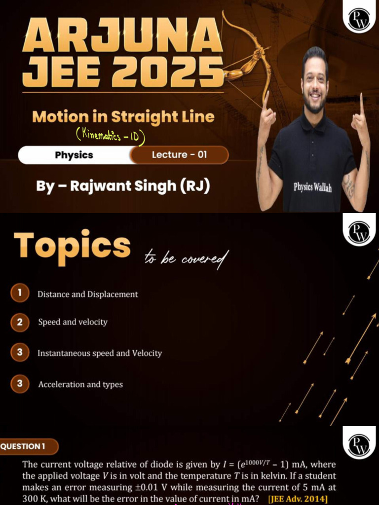 Motion in a Straight Line 01 _ Class Notes __ Arjuna JEE 2025-merged | PDF
