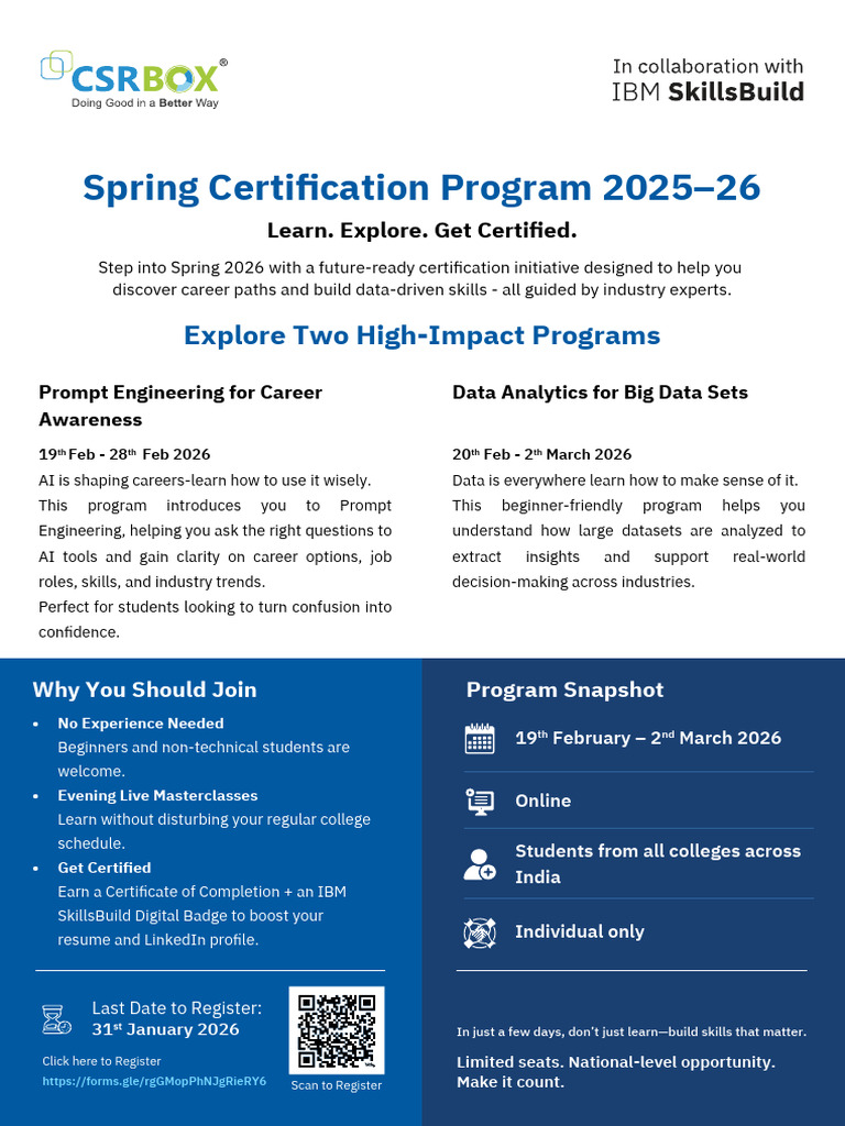 Spring Certification Program 2025-26 | PDF