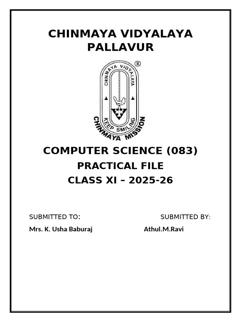 Class XI Computer Science Practical File | PDF | String (Computer ...