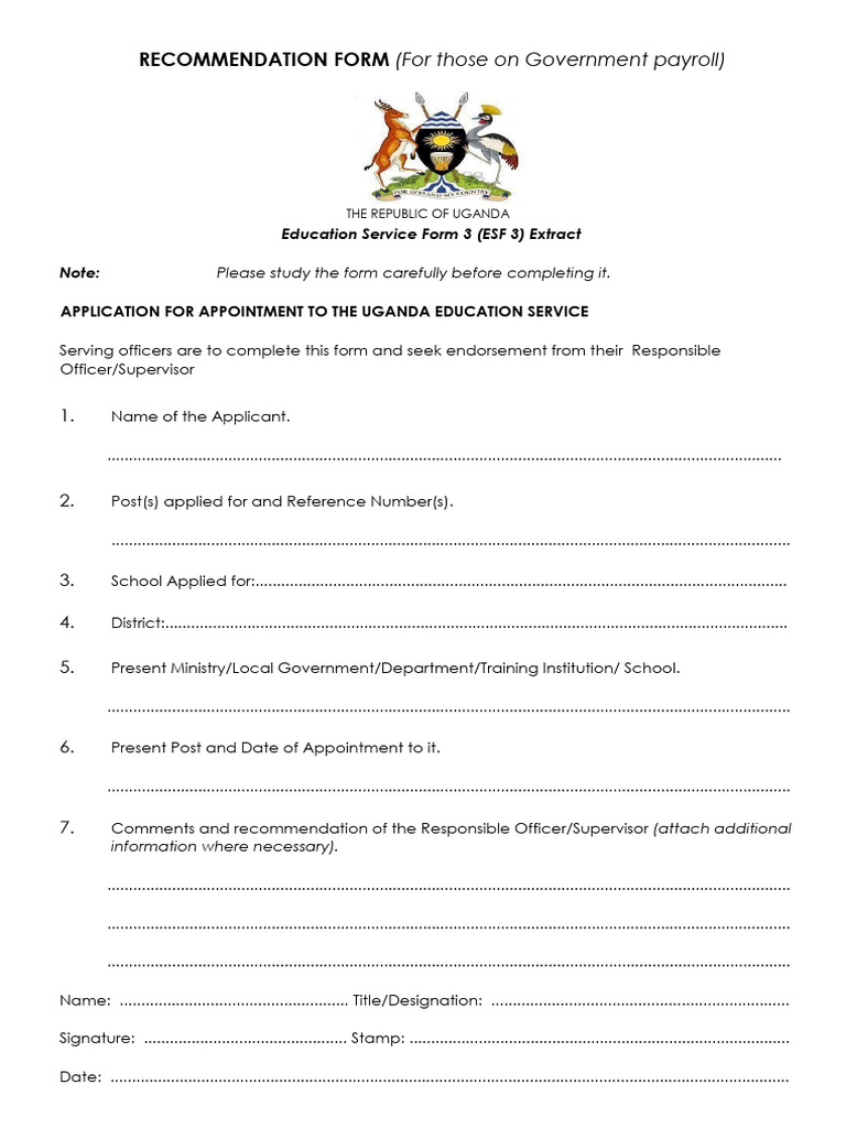 Uganda Education Service Application Form | PDF | Chess Theory | Chess