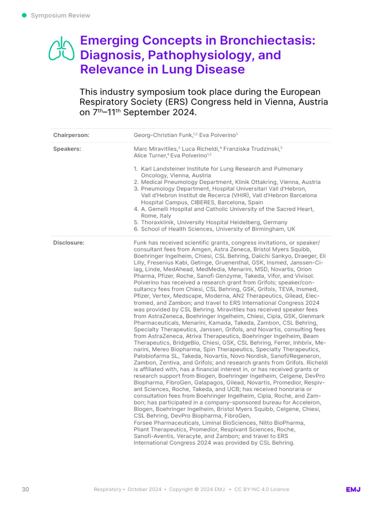 Bronchiectasis: Diagnosis and Pathophysiology | PDF | Inflammation ...