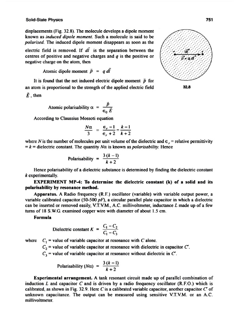Dielectric Constant and Polarisability Experiment | PDF | Dielectric ...