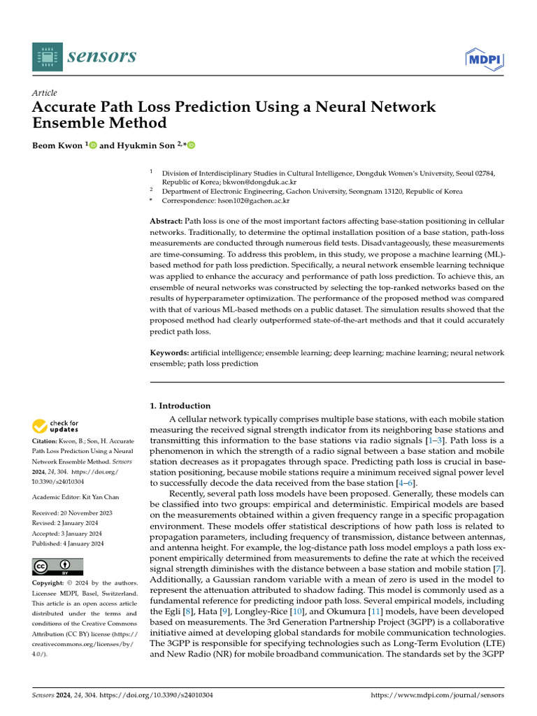 Neural Network Ensemble for Path Loss Prediction | PDF | Machine ...