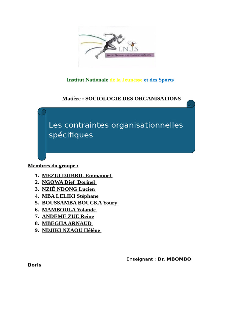 Contraintes organisationnelles en sociologie | PDF