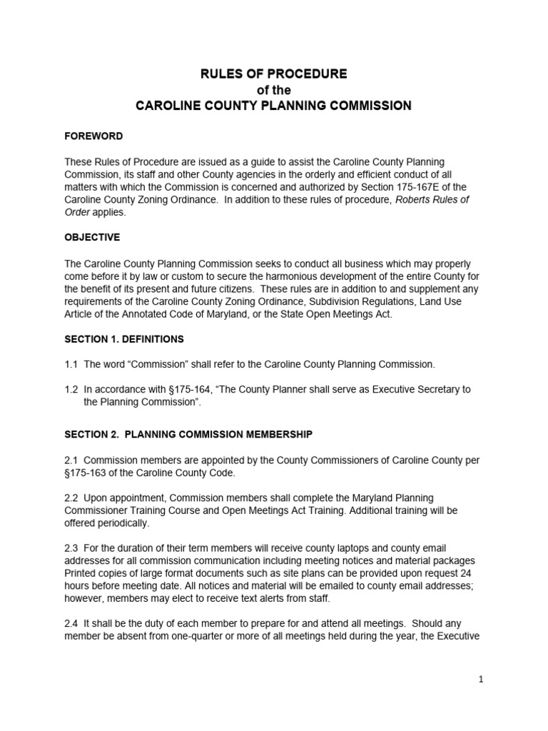 Caroline County Planning Commission Rules | PDF | Justice | Crime ...