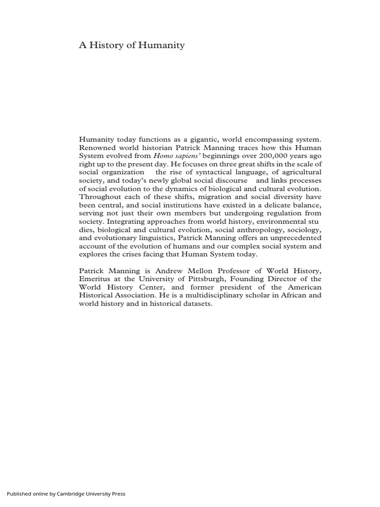 A History of Humanity-The Evolution of Human System (Patrick Manning ...