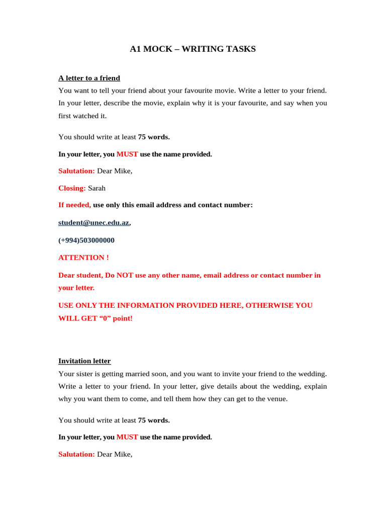 Letter Writing Tasks Guide | PDF