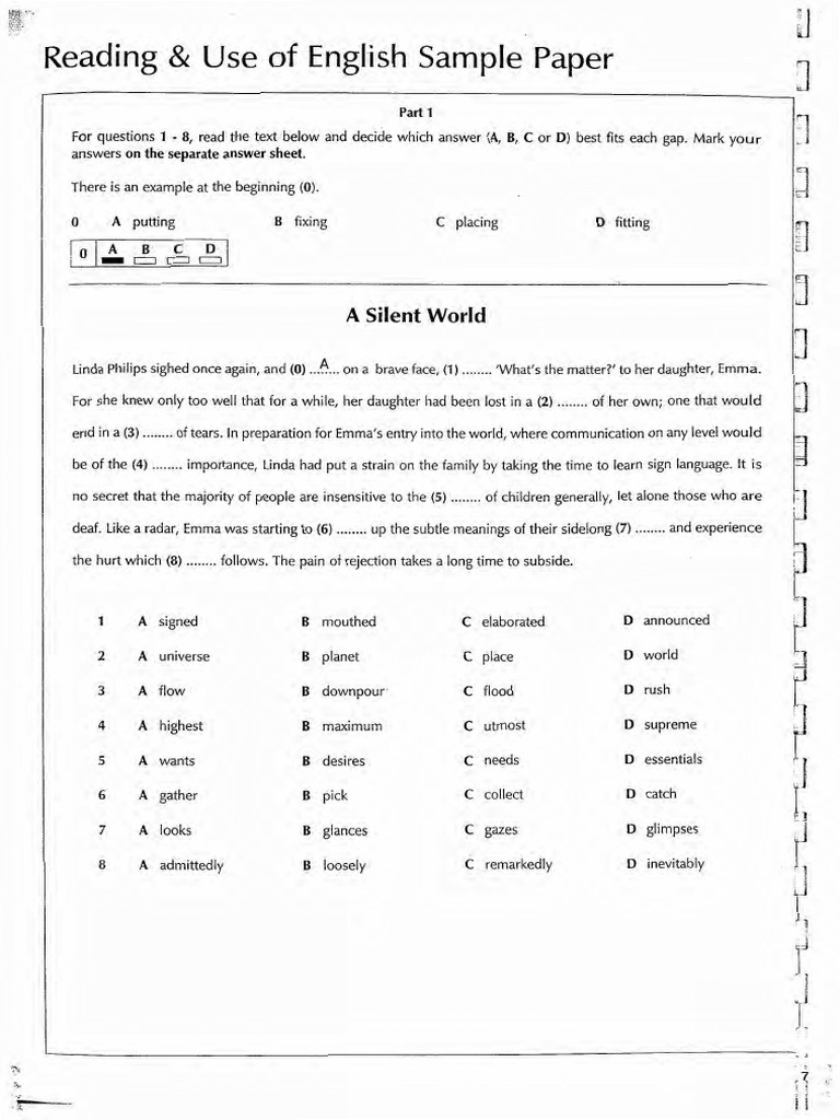 Reading & Use of English Practice Test | PDF | Sheep