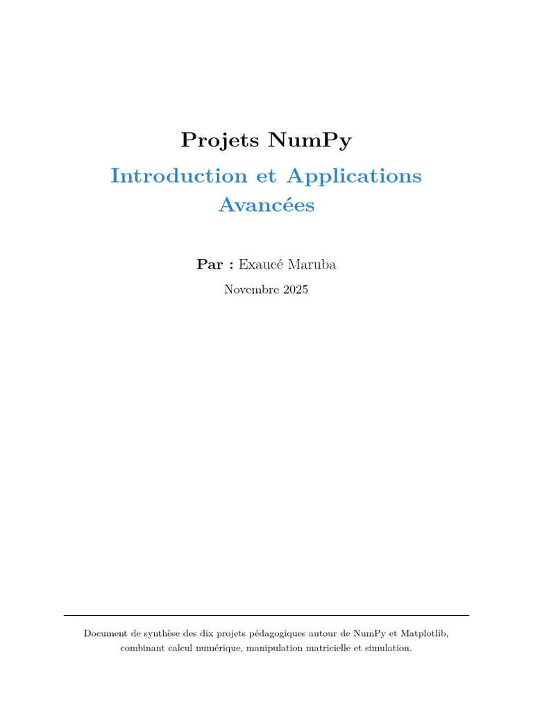 Projets pédagogiques NumPy et Matplotlib | PDF | Matrice (Mathématiques ...