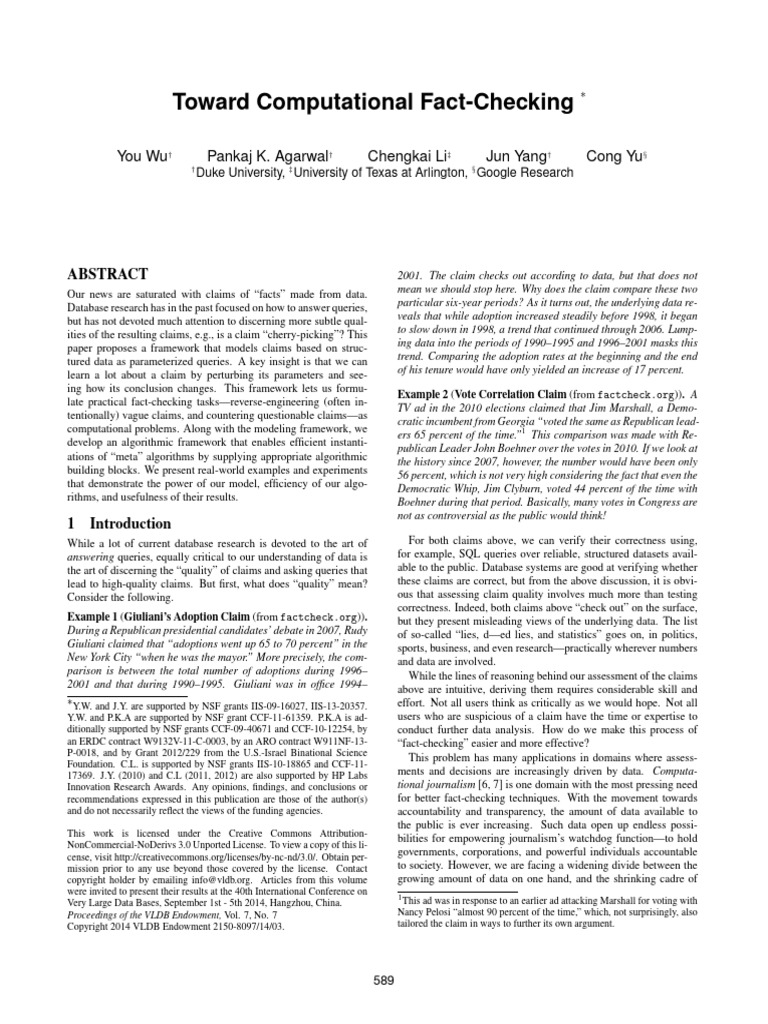 Computational Framework for Fact-Checking | PDF | Databases