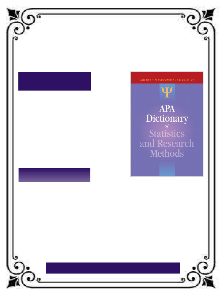 APA Dictionary of Statistics and Research Methods 1st Edition Sheldon ...