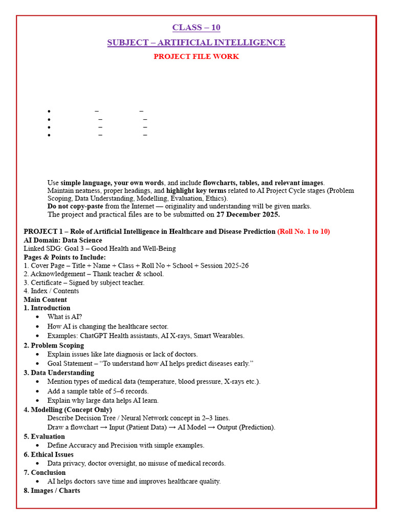 AI Projects for Class 10 Students | PDF | Artificial Intelligence ...